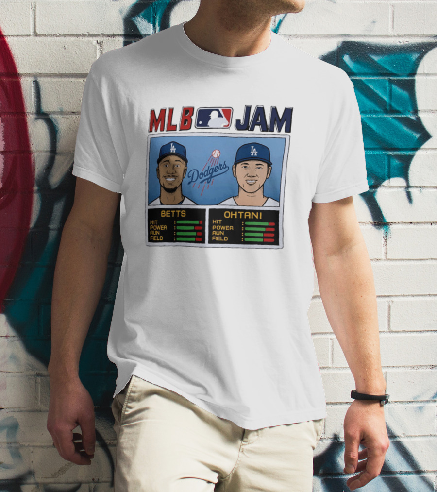 MLB Jam Mookie Betts Shohei Ohtani Dodgers Hit Power Run Field T-Shirt