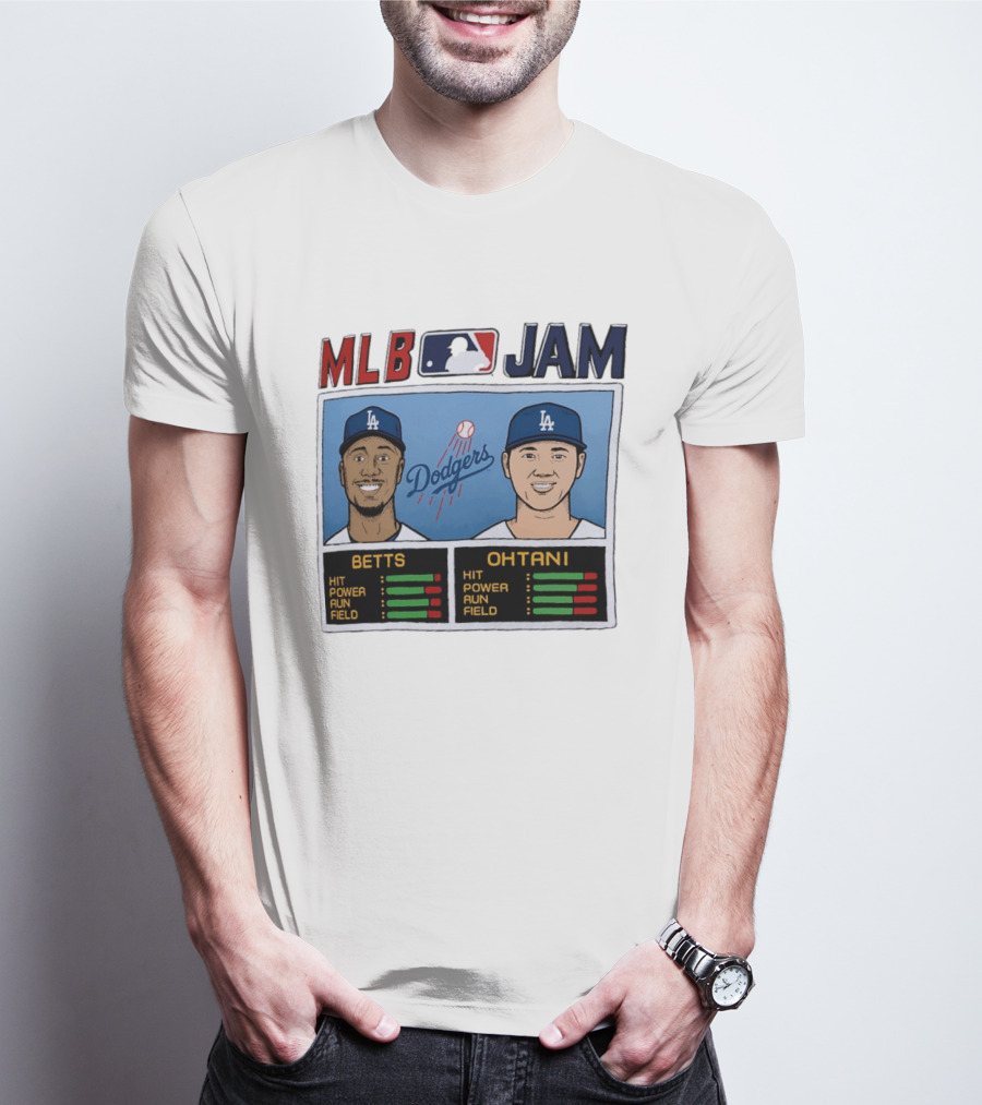 MLB Jam Mookie Betts Shohei Ohtani Dodgers Hit Power Run Field T-Shirt
