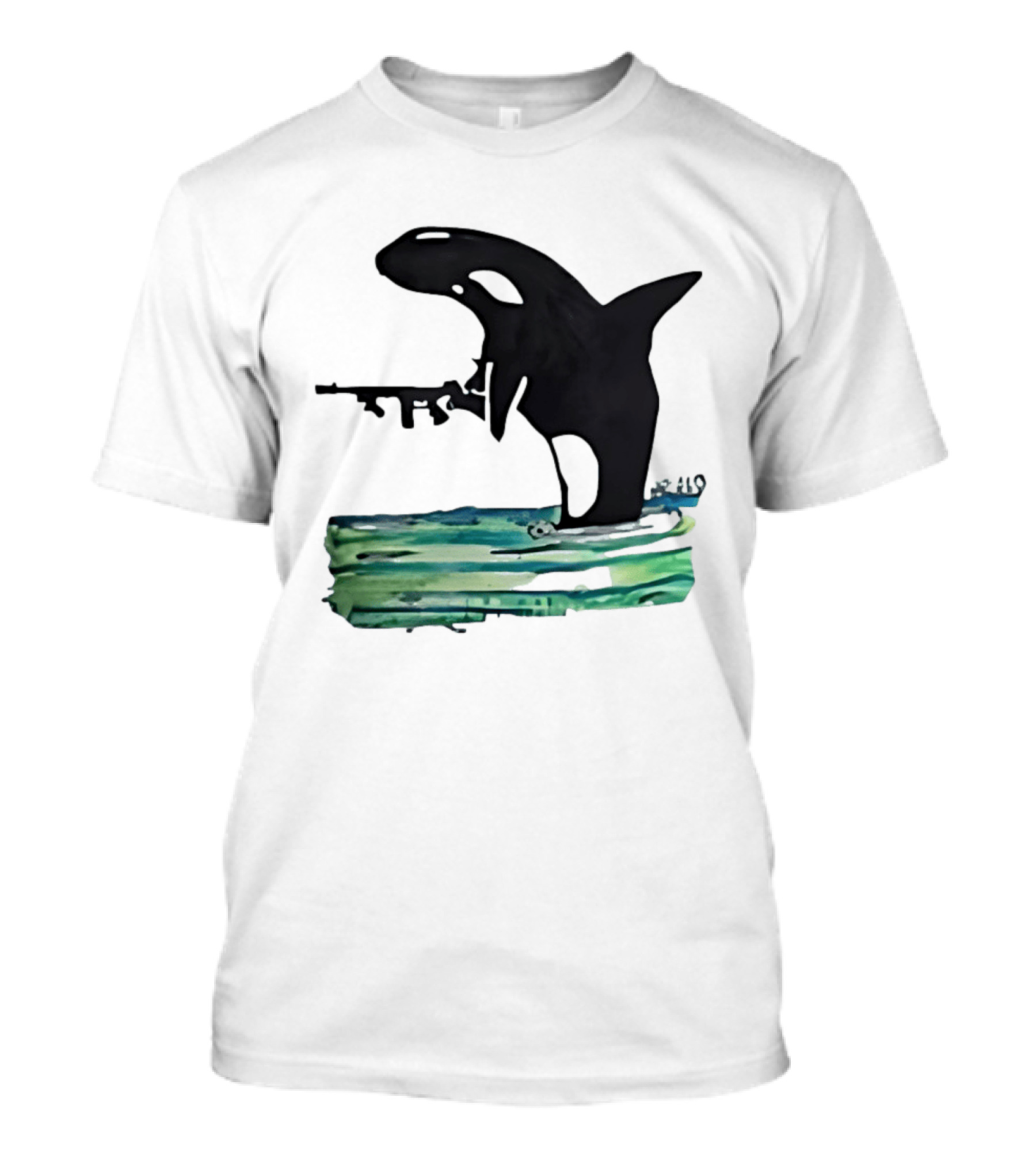 Orca Whale Holding A Machine Gun T-Shirt