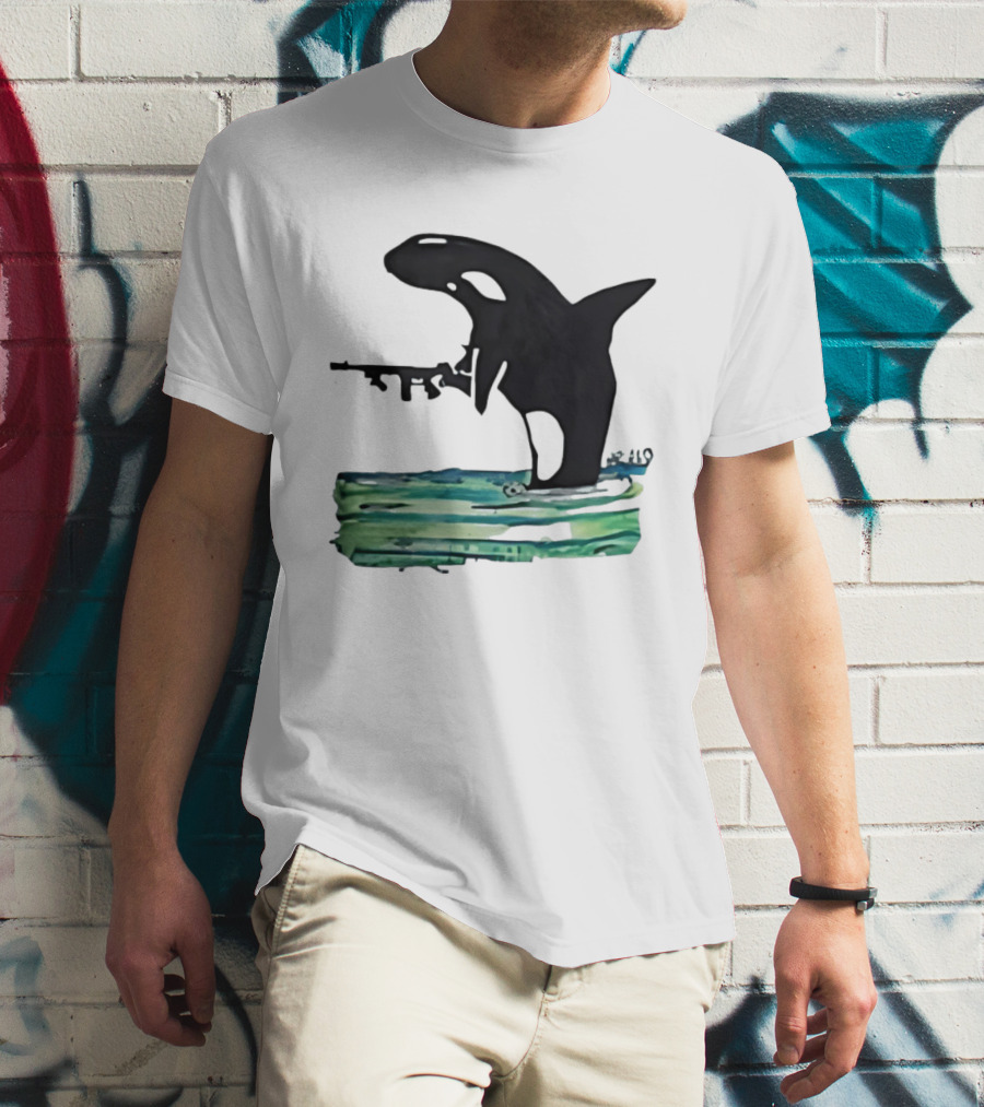 Orca Whale Holding A Machine Gun T-Shirt