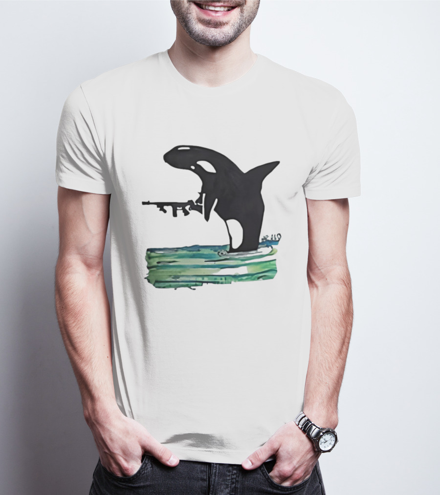 Orca Whale Holding A Machine Gun T-Shirt
