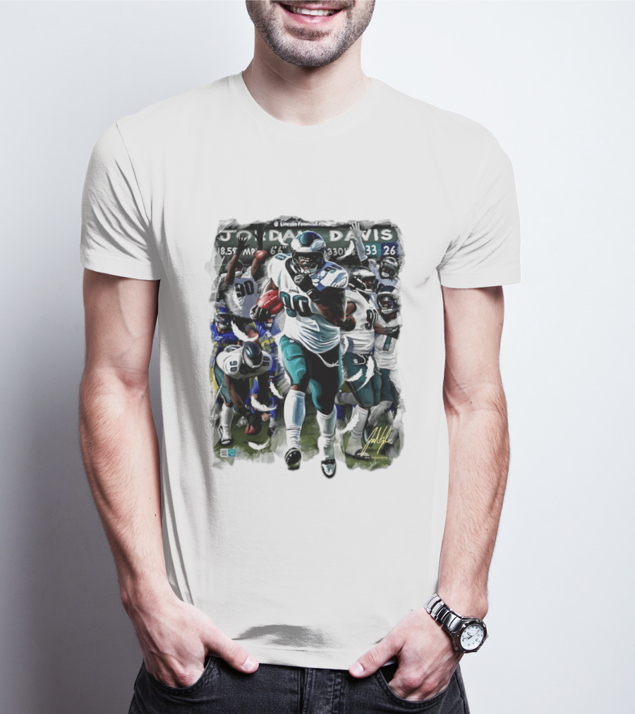 Philadelphia Eagles Jordan Davis THICC SIX 90 Lincoln Financial Field T-Shirt