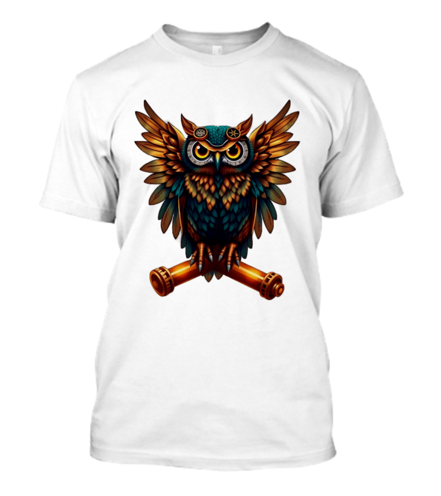 Steampunk Owl With Gears And Pistons Mechanic Aesthetic T-Shirt