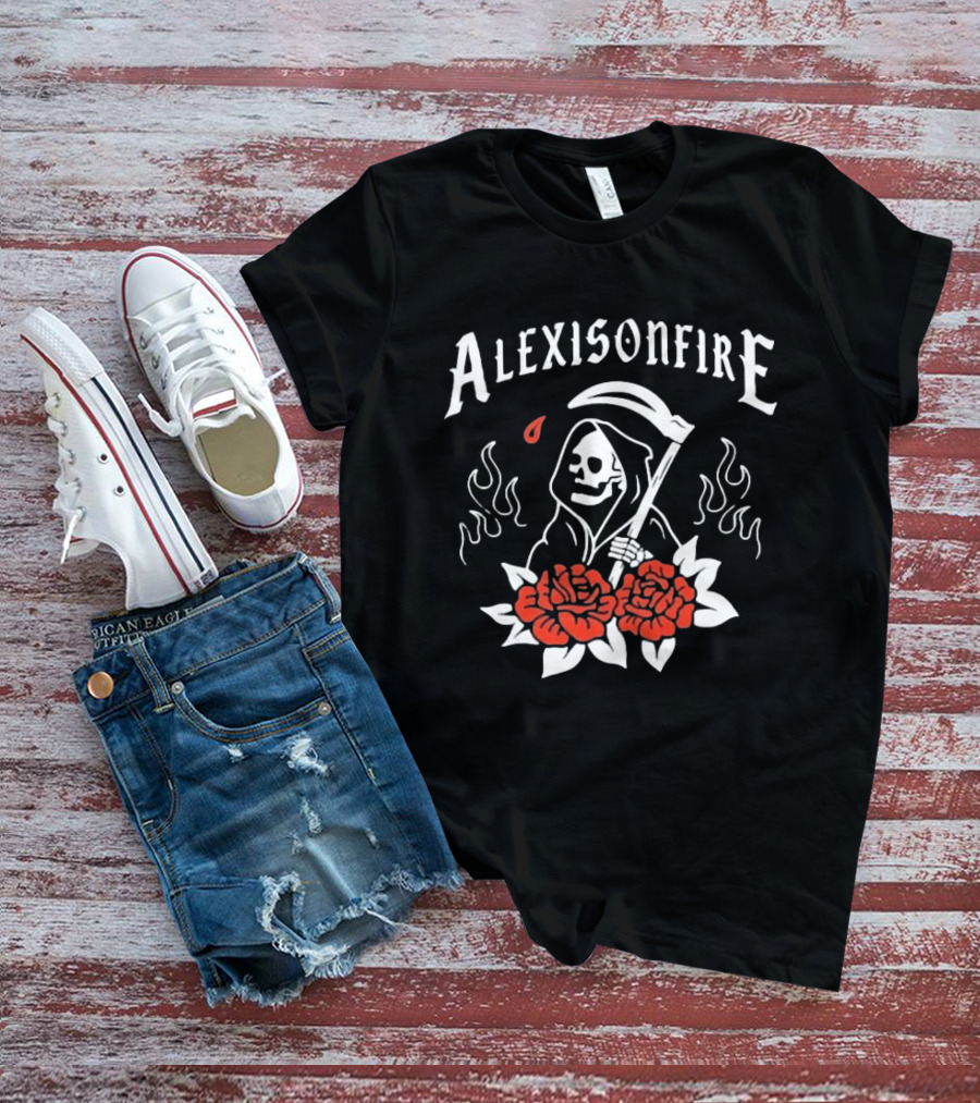 Alexisonfire Grim Reaper 2001 Skull Roses Flames T-Shirt