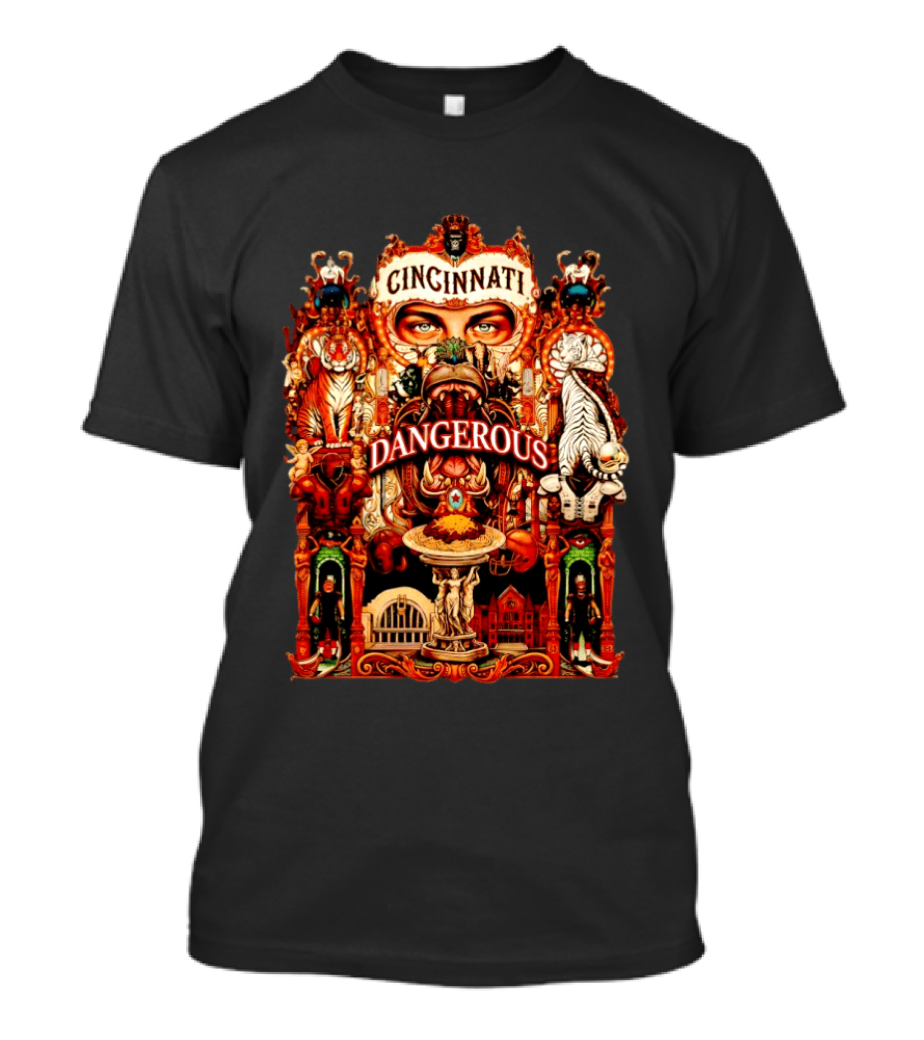 Cincinnati Dangerous Tigers Ornate Art Deco T-Shirt