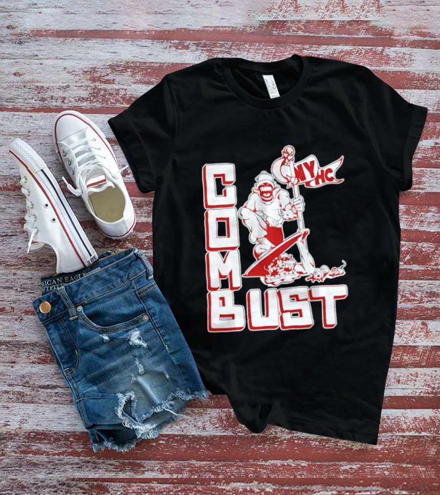 New York Hardcore Combat Bust NYHC Monster Flag T-Shirt