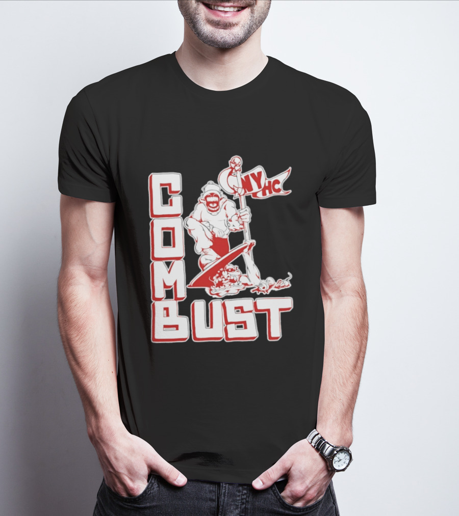 New York Hardcore Combat Bust NYHC Monster Flag T-Shirt
