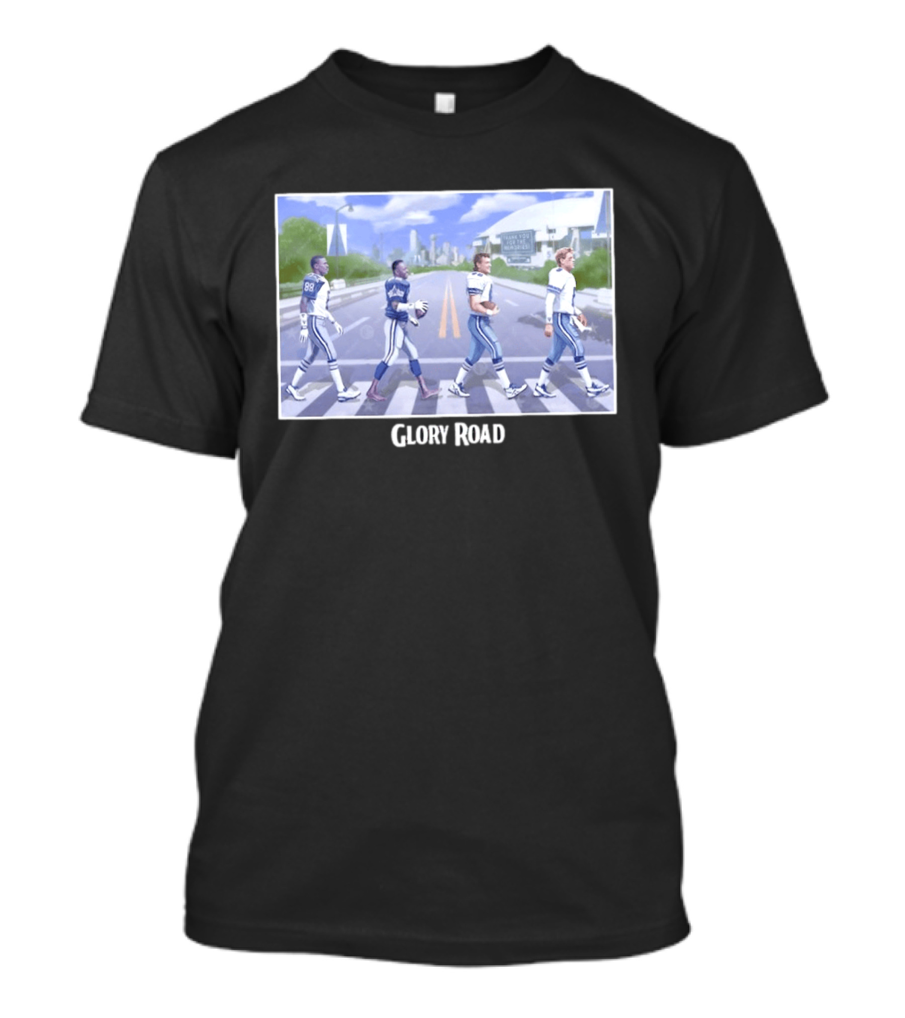 Dallas Cowboys Iconic Players Walking Glory Road Stadium T-Shirt