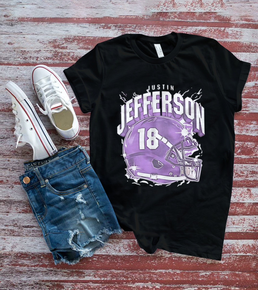 Justin Jefferson 18 Minnesota Vikings Helmet T-Shirt