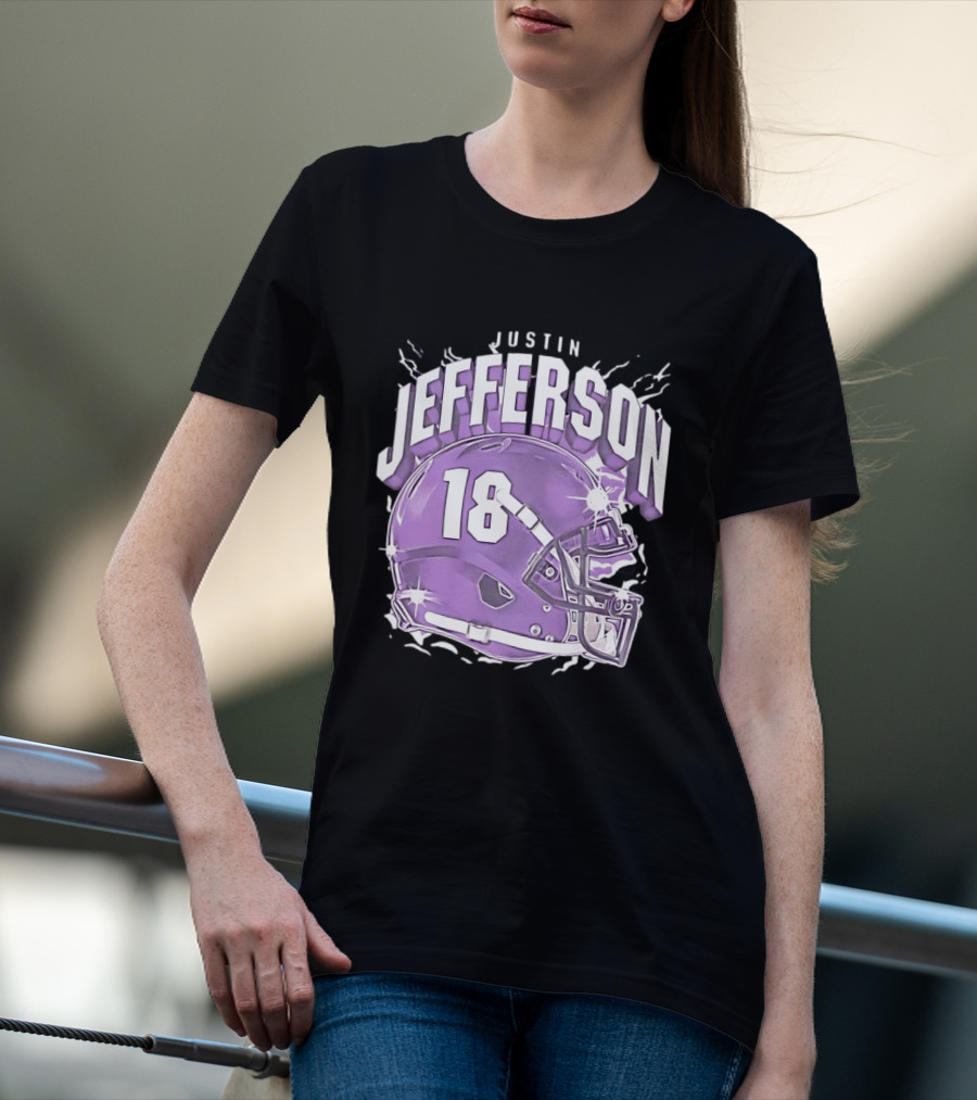 Justin Jefferson 18 Minnesota Vikings Helmet T-Shirt