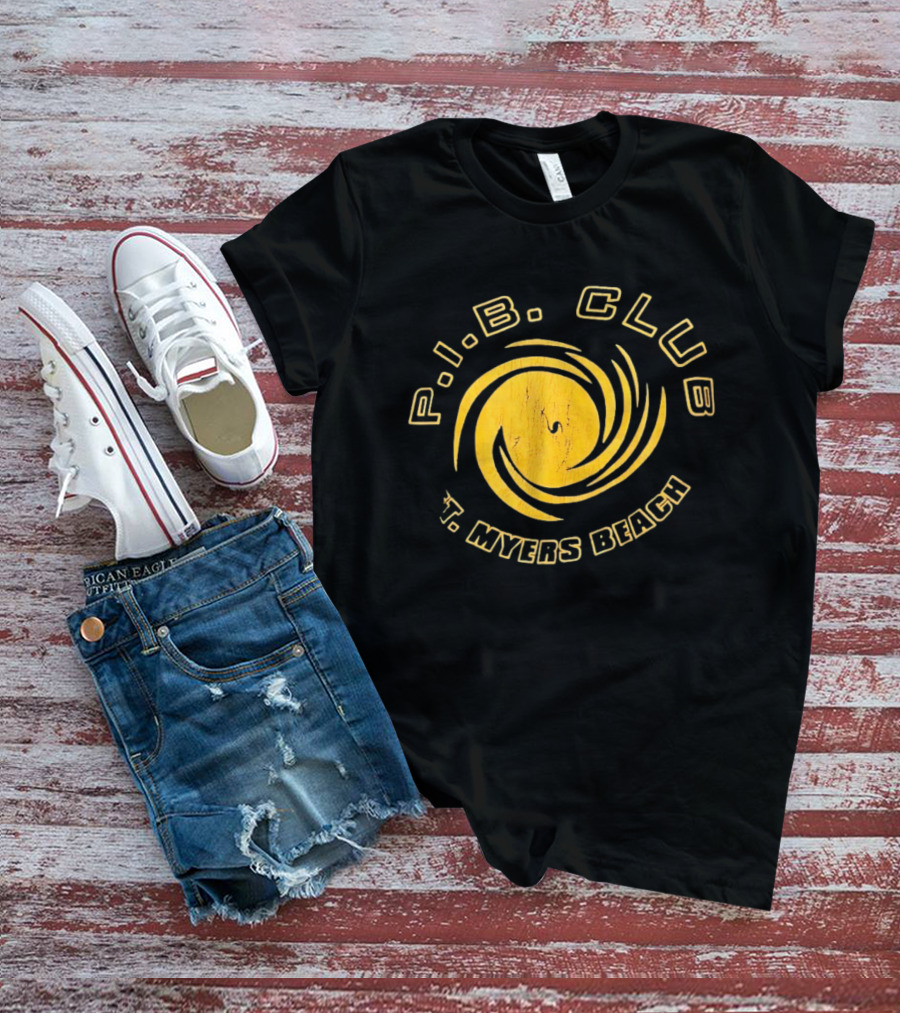 P.I.B. Club Ft Myers Beach Distressed Vintage Style Spiral T-Shirt