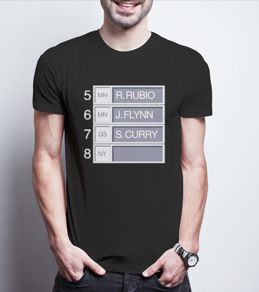 5 R. Rubio 6 J. Flynn 7 S. Curry 2009 NBA Draft Picks List T-Shirt