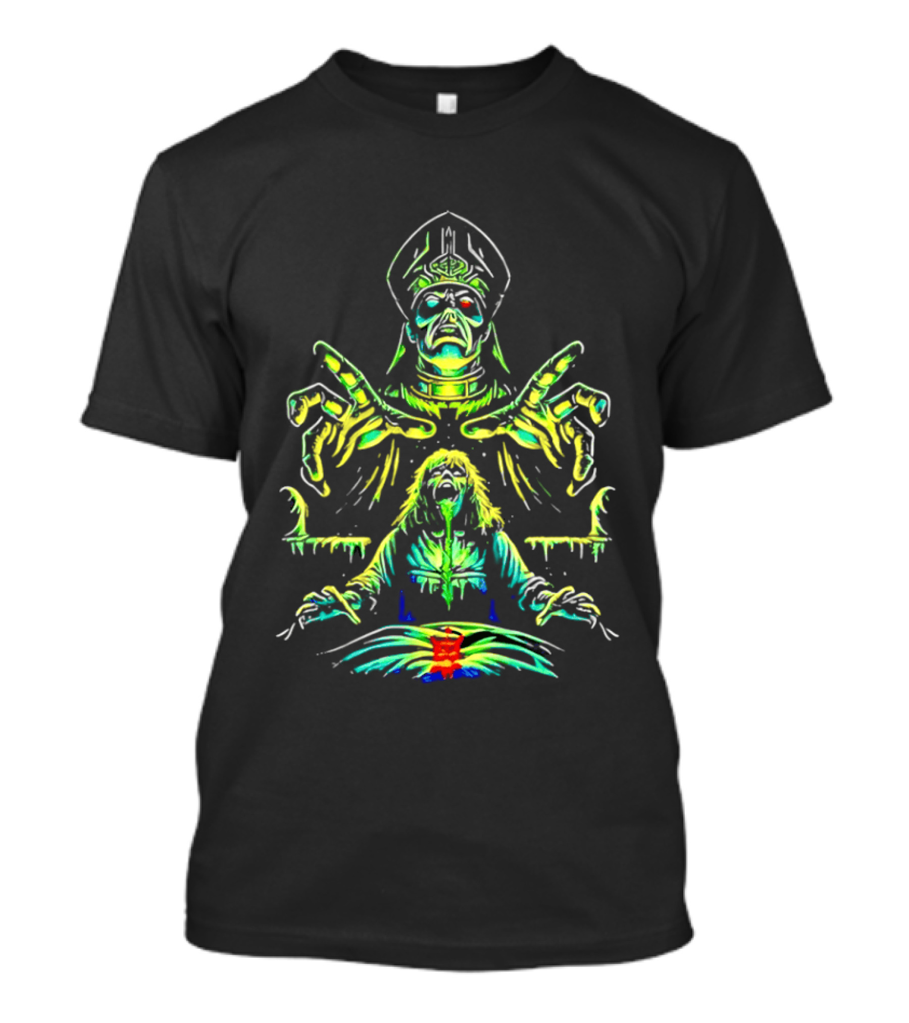 Papa Emeritus Exorcist Horror Green Neon Heavy Metal Ghost T-Shirt