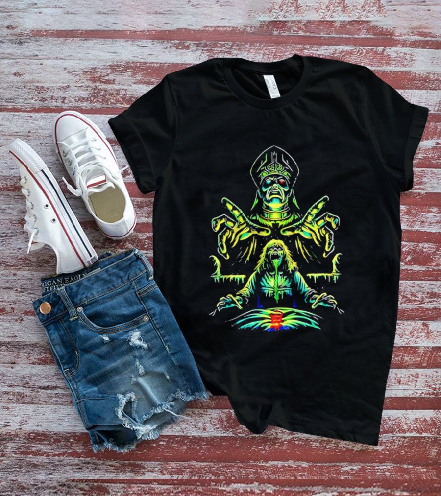 Papa Emeritus Exorcist Horror Green Neon Heavy Metal Ghost T-Shirt