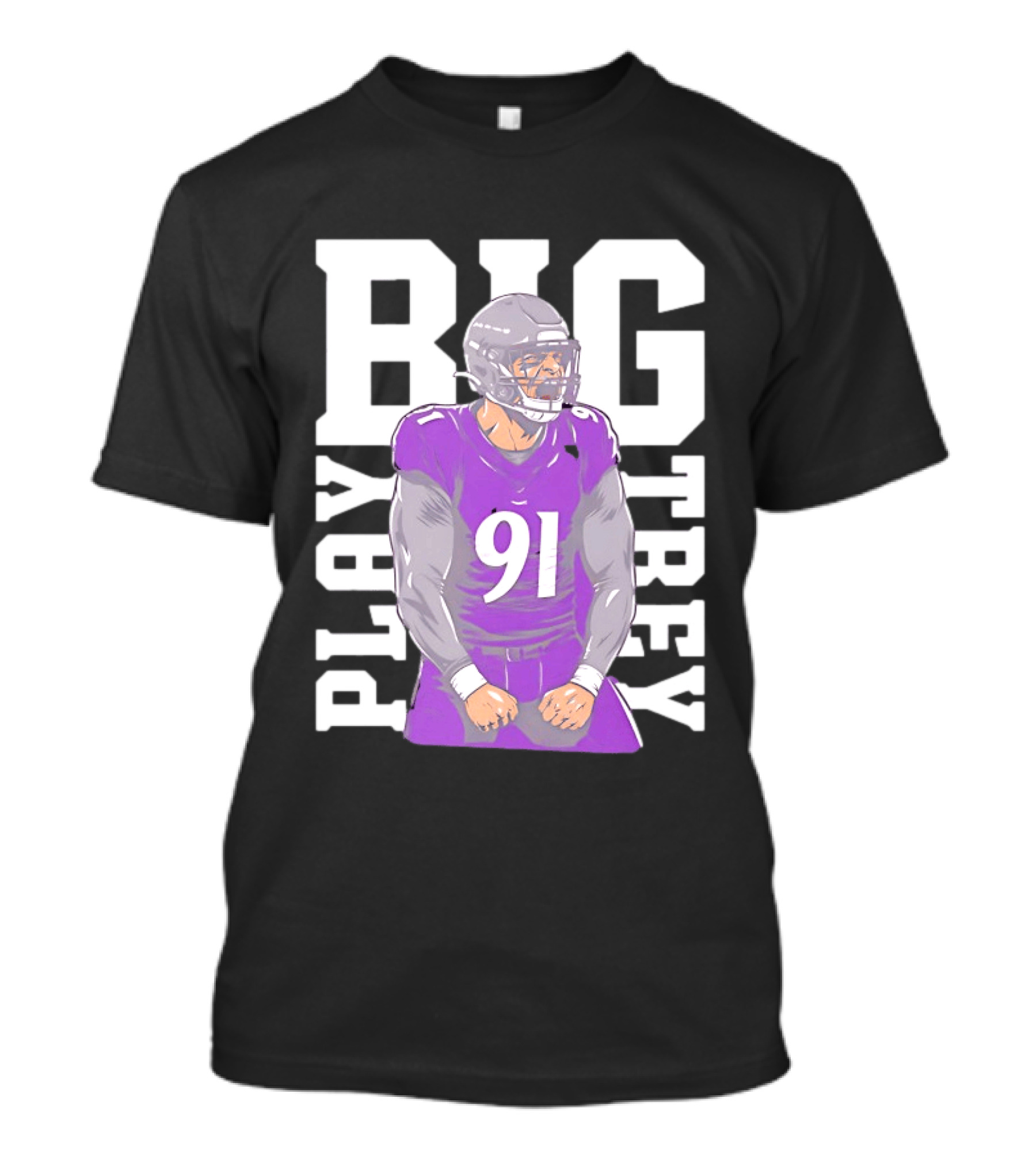 Baltimore Ravens Trey Hendrickson Play Big Number 91 Football Player T-Shirt