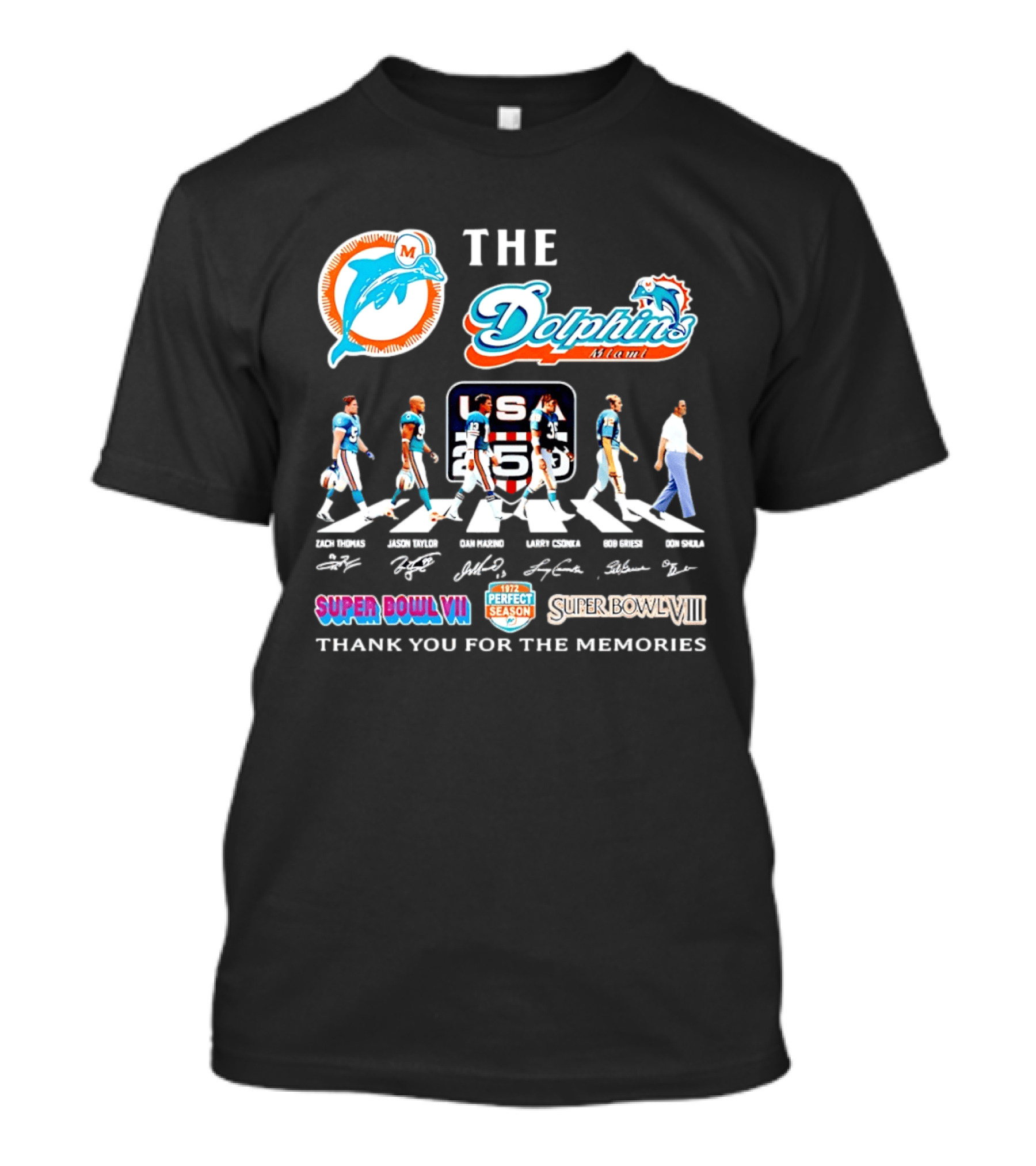 The Miami Dolphins' Greatest Legends Super Bowl Memories And Perfect Season Celebration T-Shirt