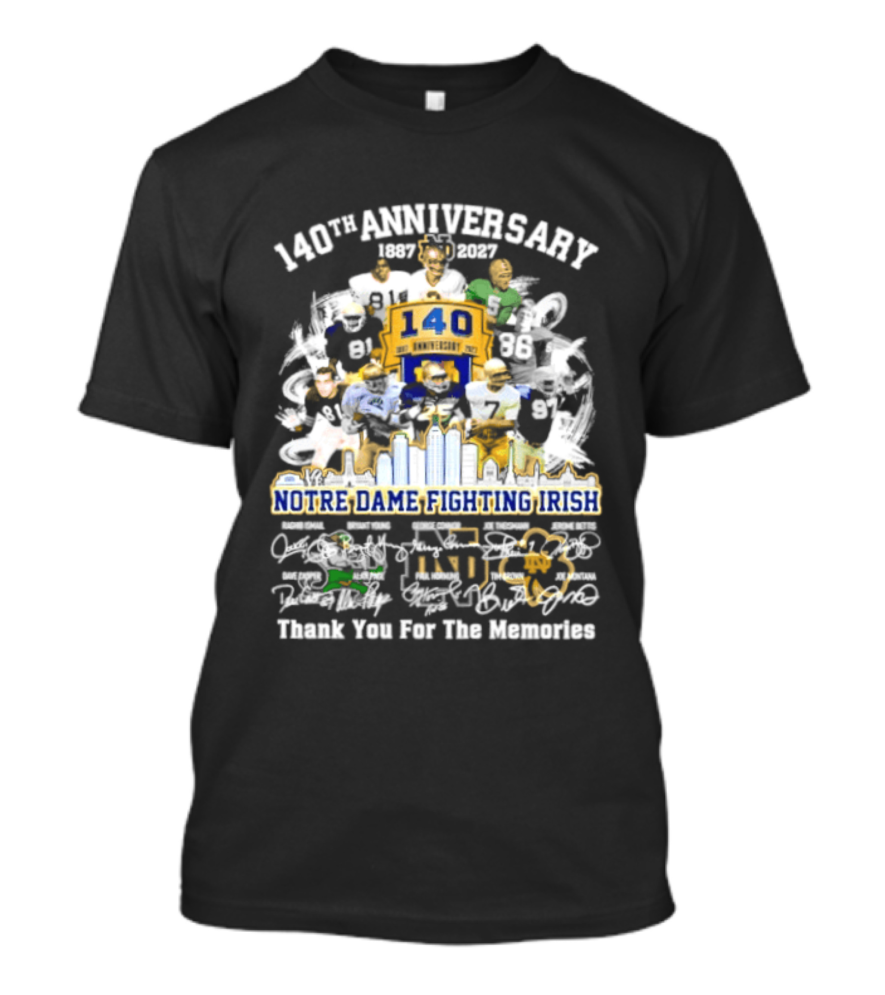 Notre Dame Fighting Irish 140th Anniversary Legends Thank You For The Memories T-Shirt
