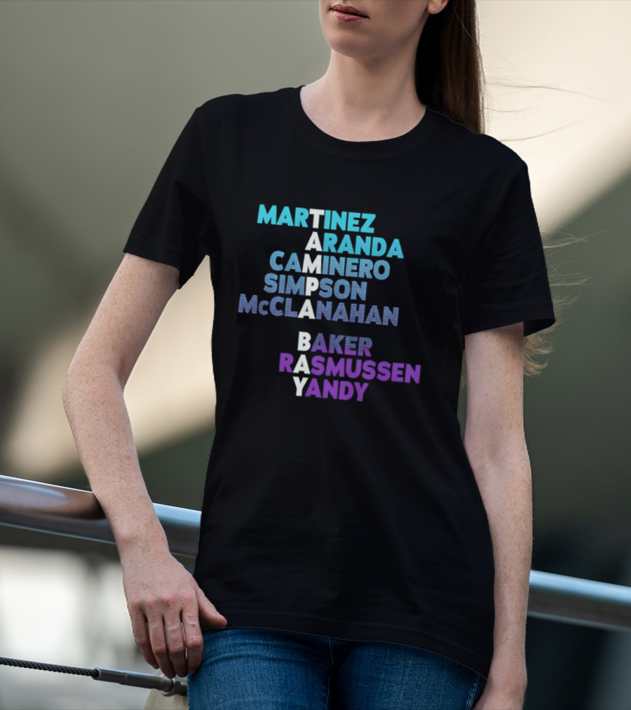 Tampa Bay Baseball 2026 Names Martinez Aranda Caminero Simpson McClanahan Baker Rasmussen Yandy T-Shirt