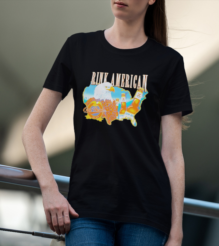 Old Row Drink American Bald Eagle Beer USA Map Rink American T-Shirt