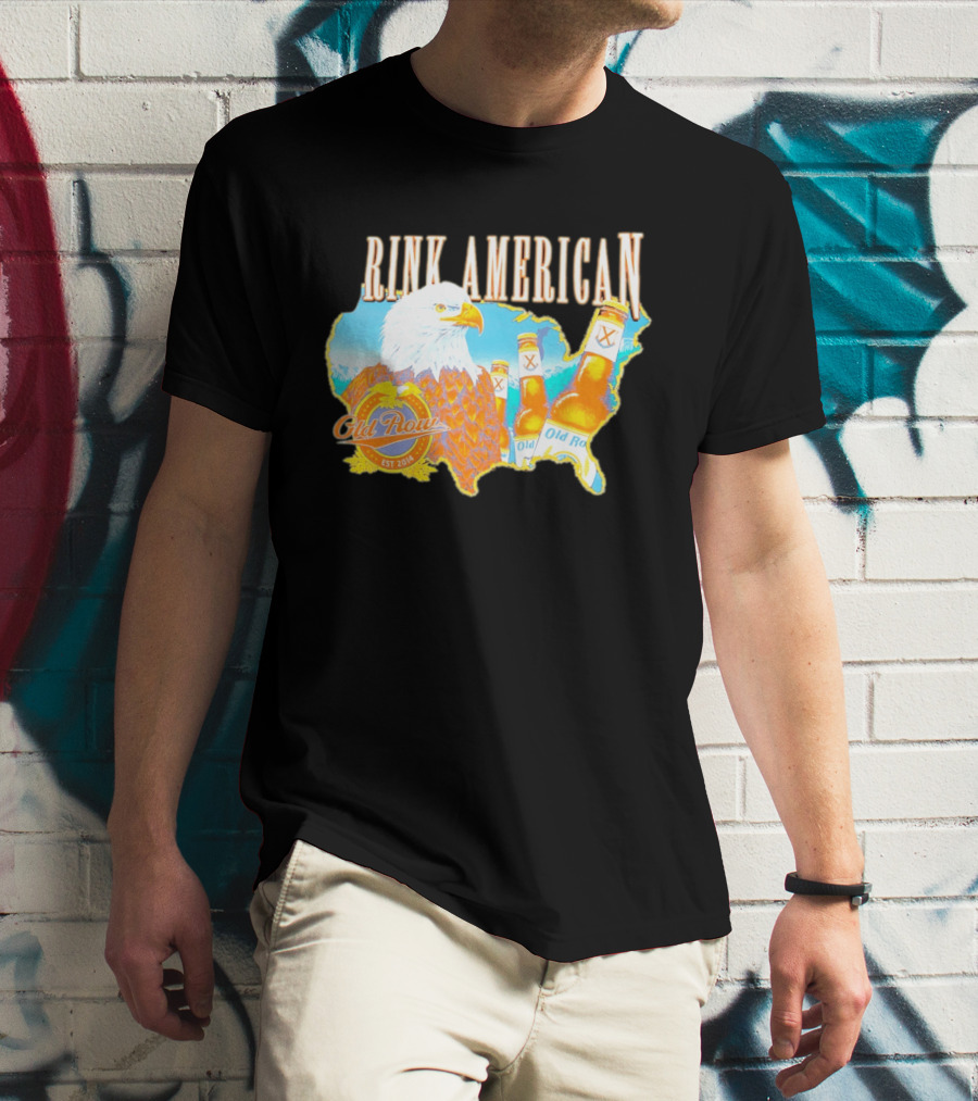 Old Row Drink American Bald Eagle Beer USA Map Rink American T-Shirt
