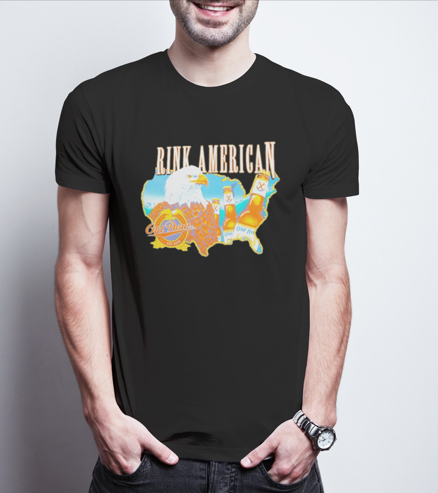Old Row Drink American Bald Eagle Beer USA Map Rink American T-Shirt