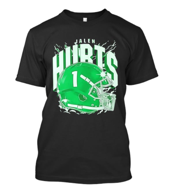 Jalen Hurts 1 Philadelphia Eagles Green Helmet Football T-Shirt