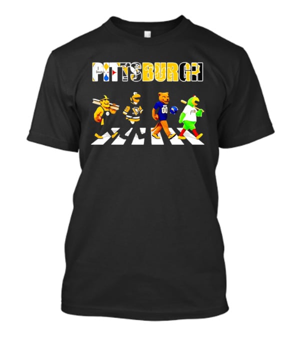 Pittsburgh Steelers Penguins Pitt Panthers Pirates Characters Abbey Road Walk T-Shirt