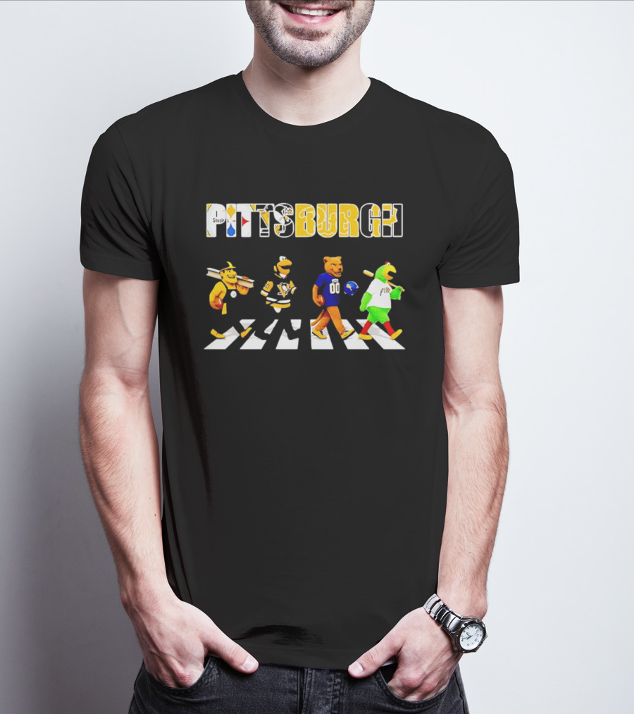 Pittsburgh Steelers Penguins Pitt Panthers Pirates Characters Abbey Road Walk T-Shirt