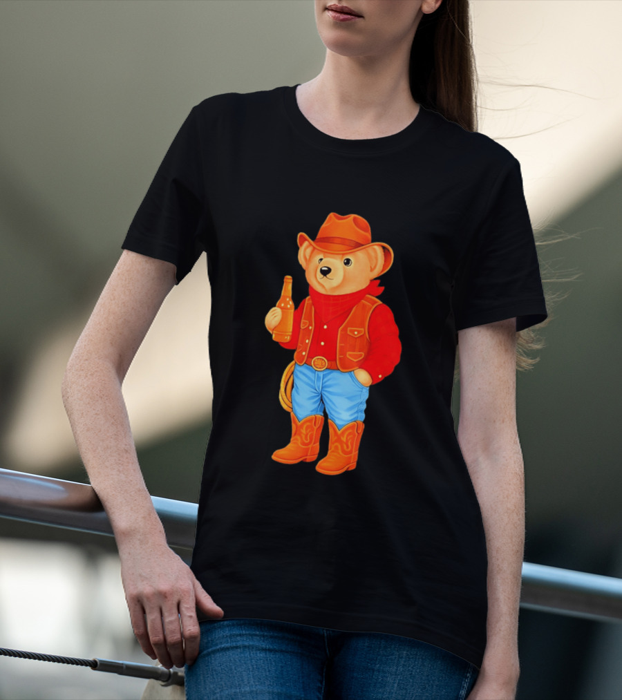 Polo Bear Cowboy Western Boots Hat And Bottle T-Shirt