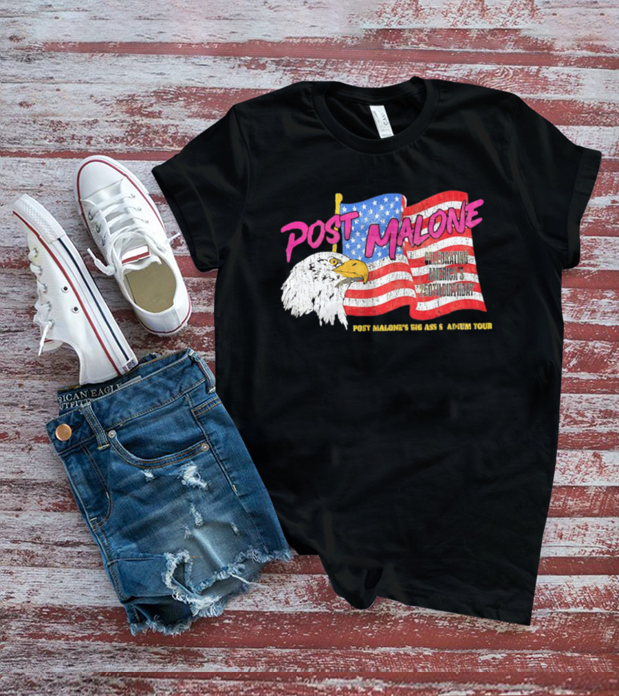 Post Malone Big Ass America Tour Celebrating 250th Birthday Eagle Flag T-Shirt