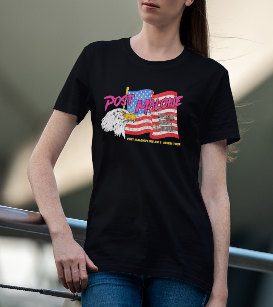 Post Malone Big Ass America Tour Celebrating 250th Birthday Eagle Flag T-Shirt