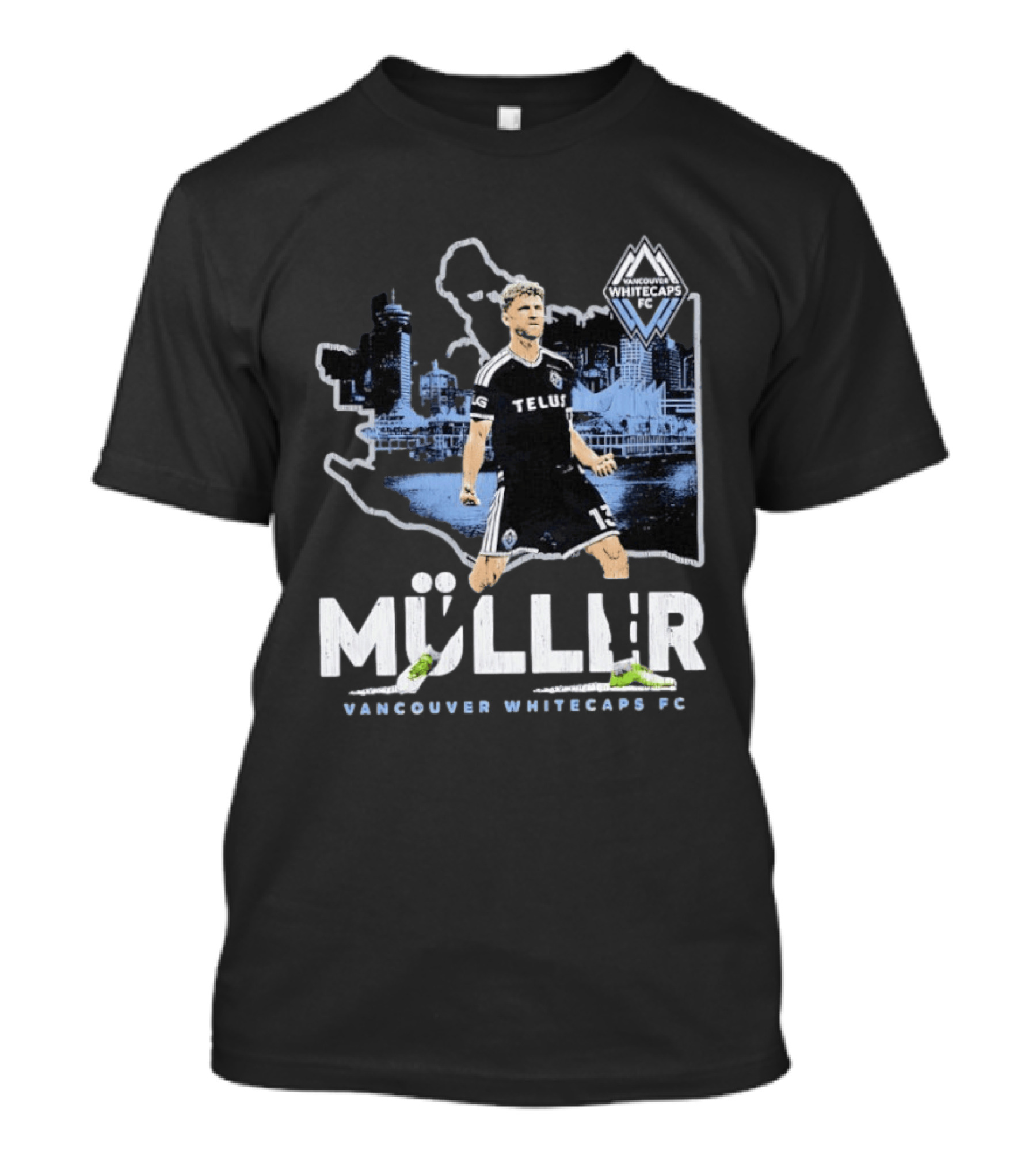 Müller Vancouver Whitecaps FC City Skyline Map T-Shirt