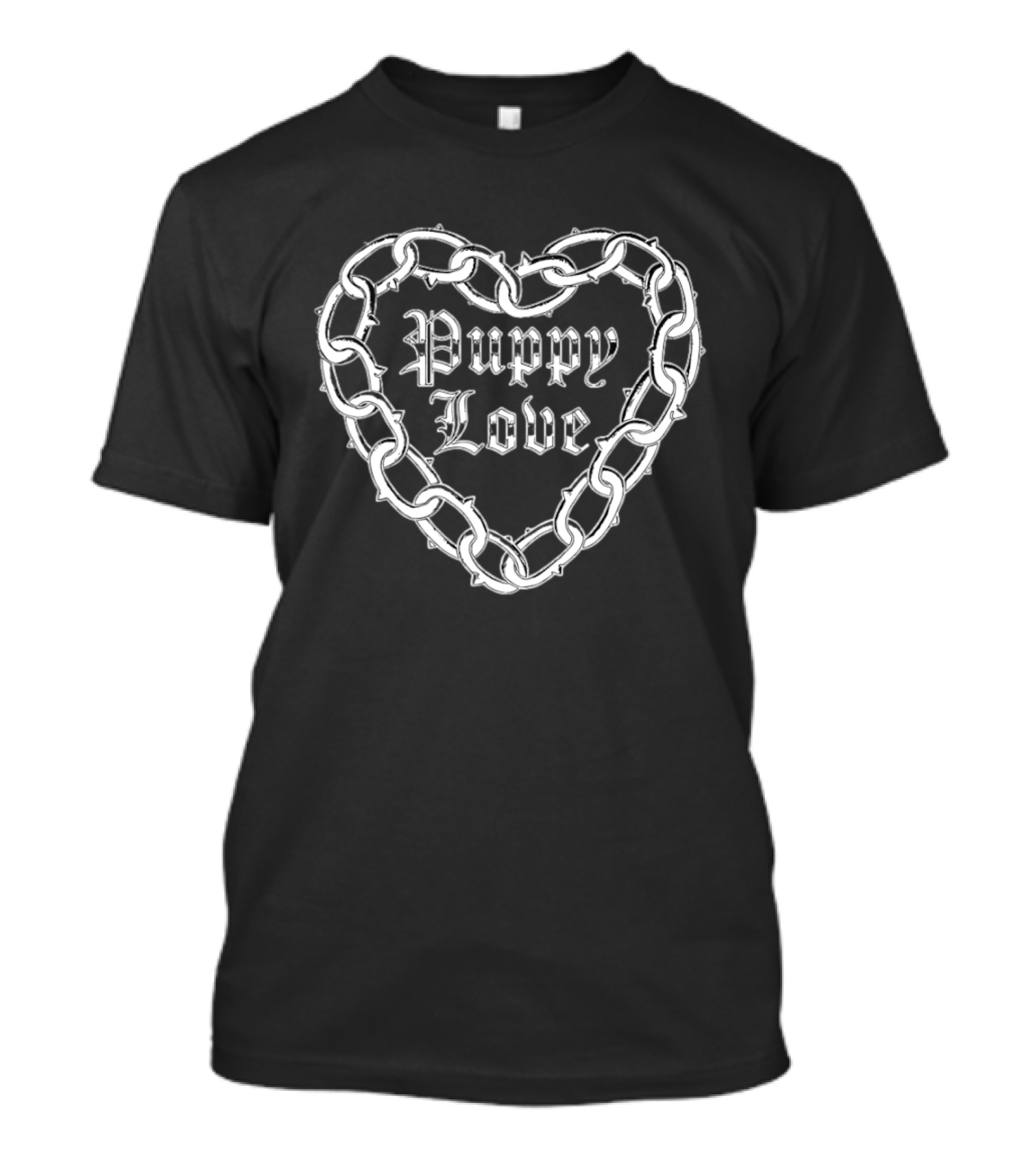 Puppy Love Heart Chain Gothic Aesthetic Silver Chain T-Shirt