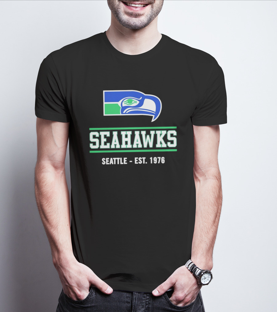 Seattle Seahawks Est 1976 Retro Team Logo Classic NFL Fan T-Shirt