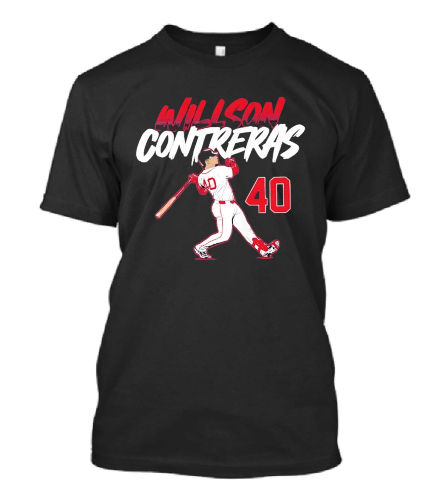 Willson Contreras 40 Boston Red Sox Slugger Swing Baseball Number T-Shirt