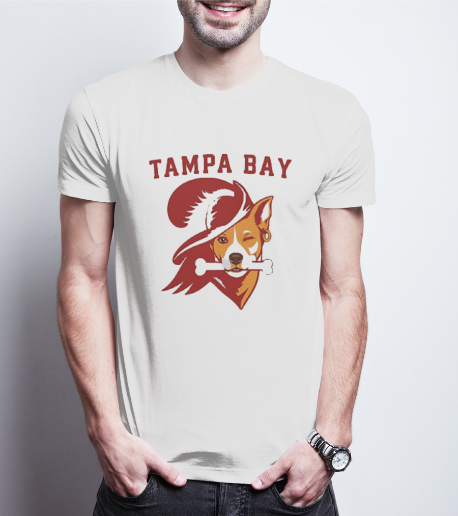 Tampa Bay Dog Pirate With Bone And Hat T-Shirt