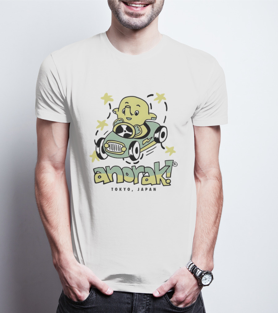 Anorak Tokyo Japan Elephant Cartoon In Car With Stars T-Shirt