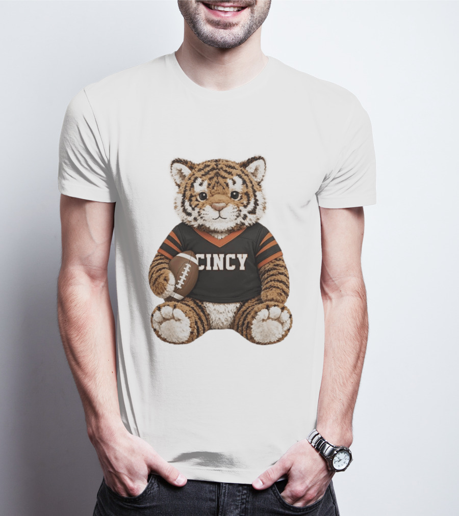 Cincy Bengals Tiger Stuffie With Football T-Shirt