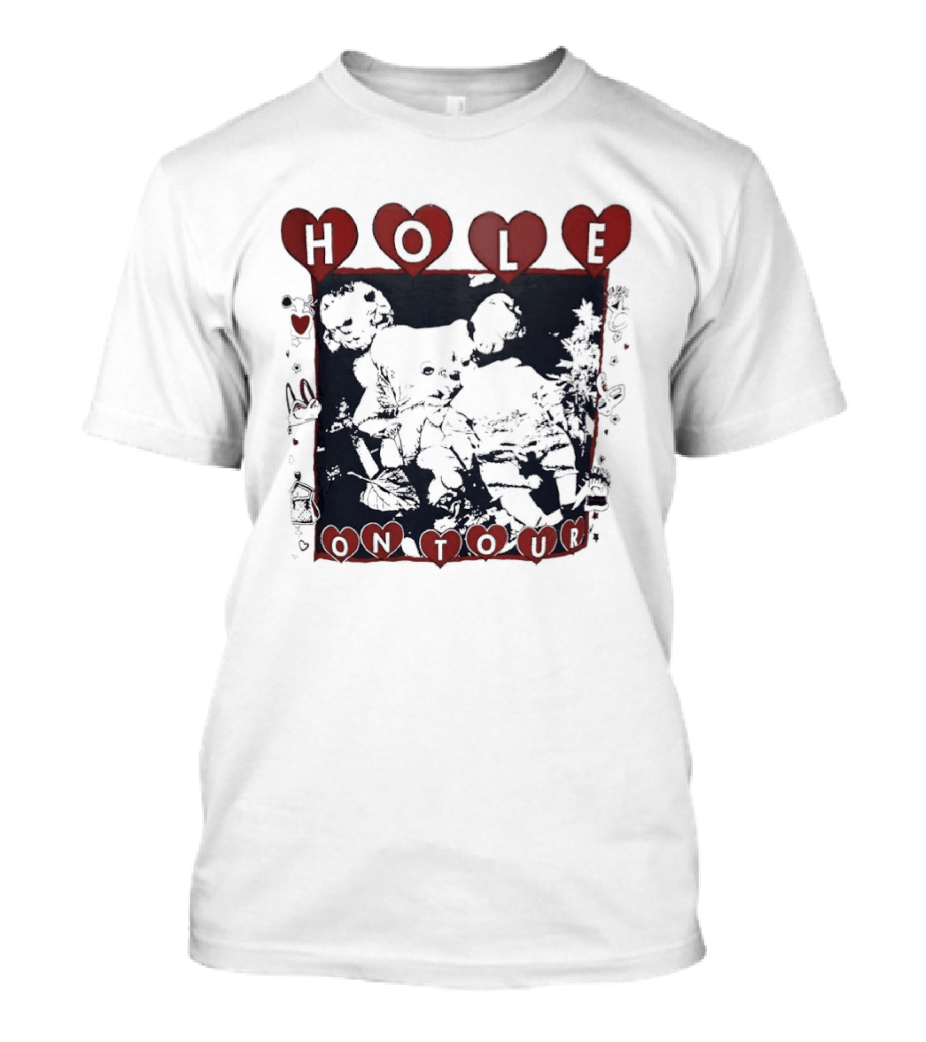 Hole Band Courtney Love On Tour Hearts T-Shirt