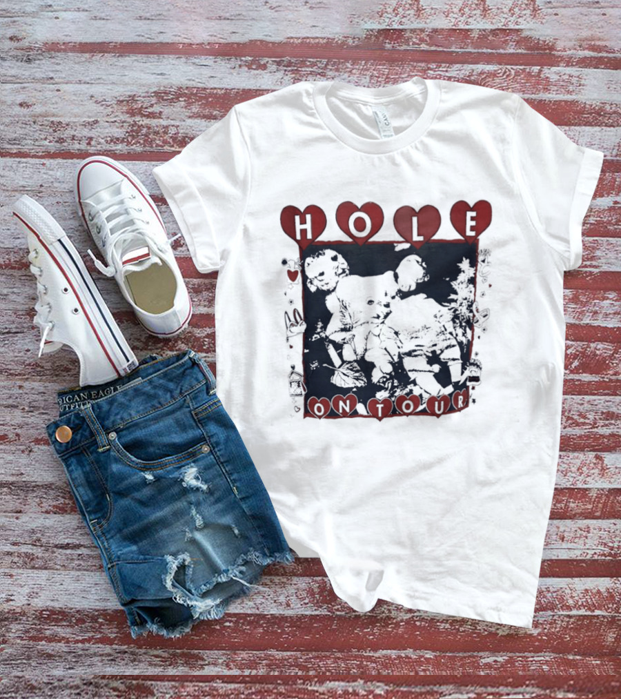 Hole Band Courtney Love On Tour Hearts T-Shirt