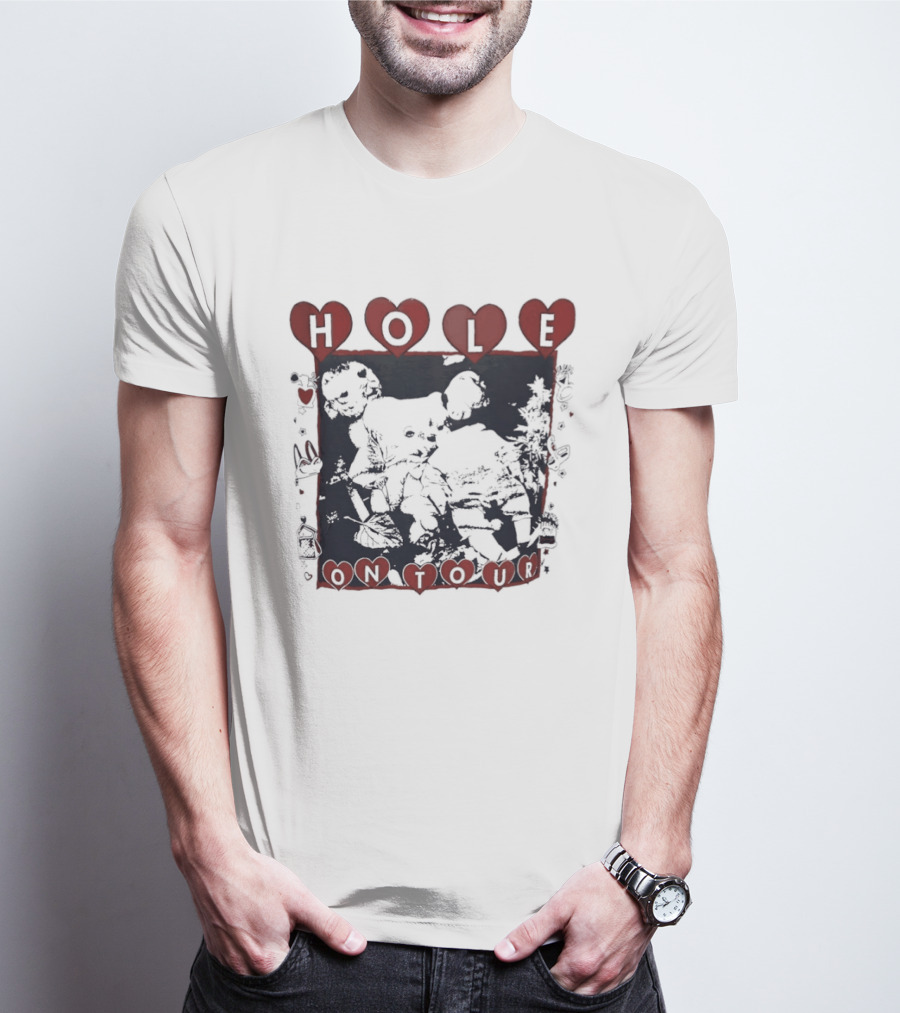 Hole Band Courtney Love On Tour Hearts T-Shirt