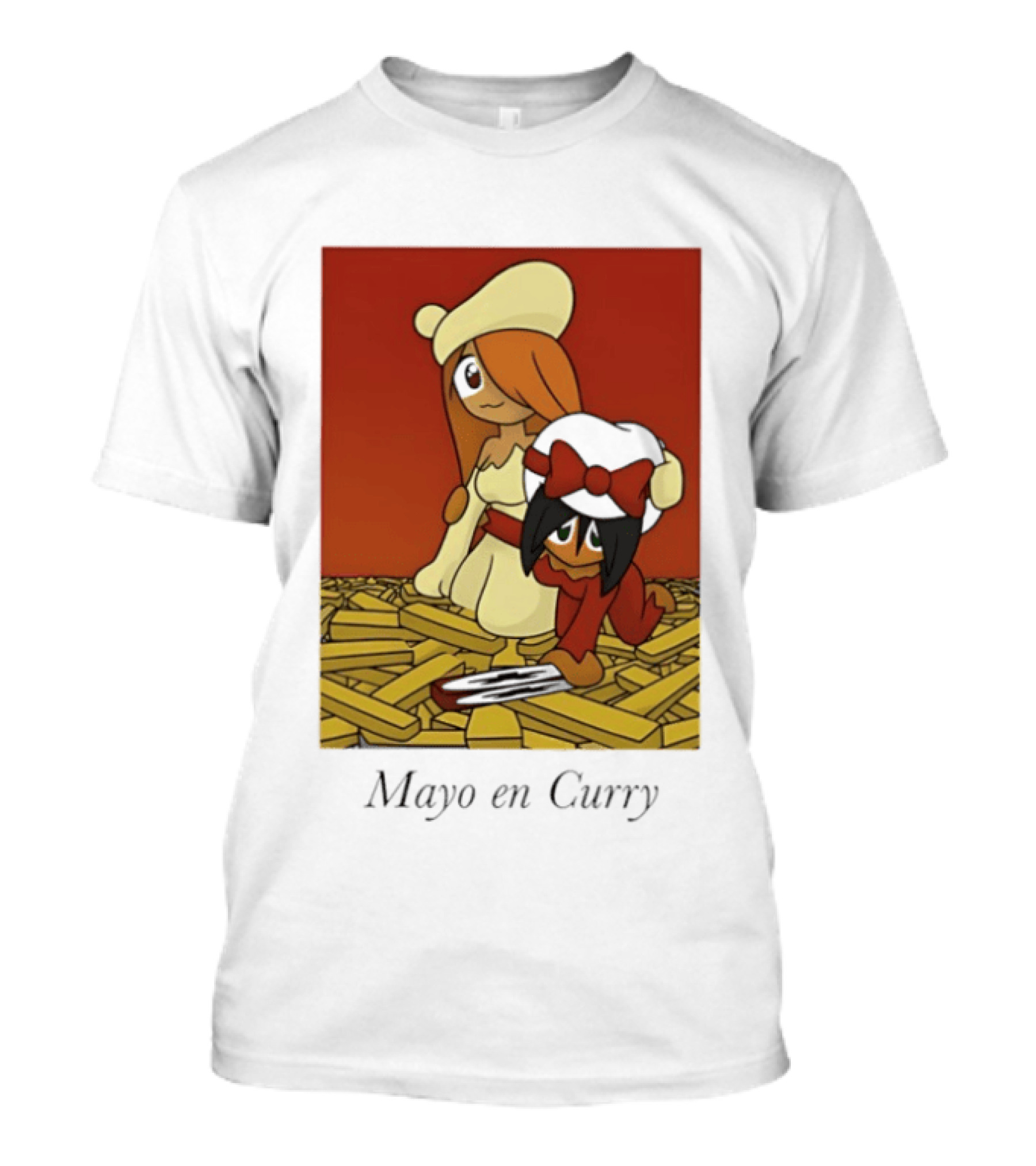 Mayo En Curry Anime Characters On Fries T-Shirt