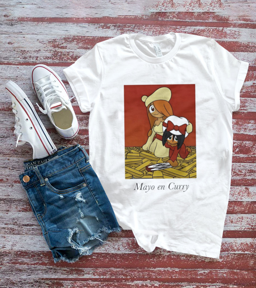 Mayo En Curry Anime Characters On Fries T-Shirt