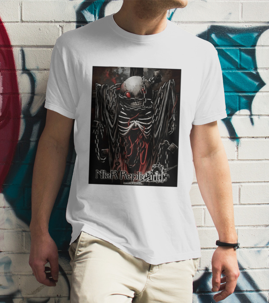 Nier Replicant Red Eye Skulls Chains Grim Aesthetic T-Shirt