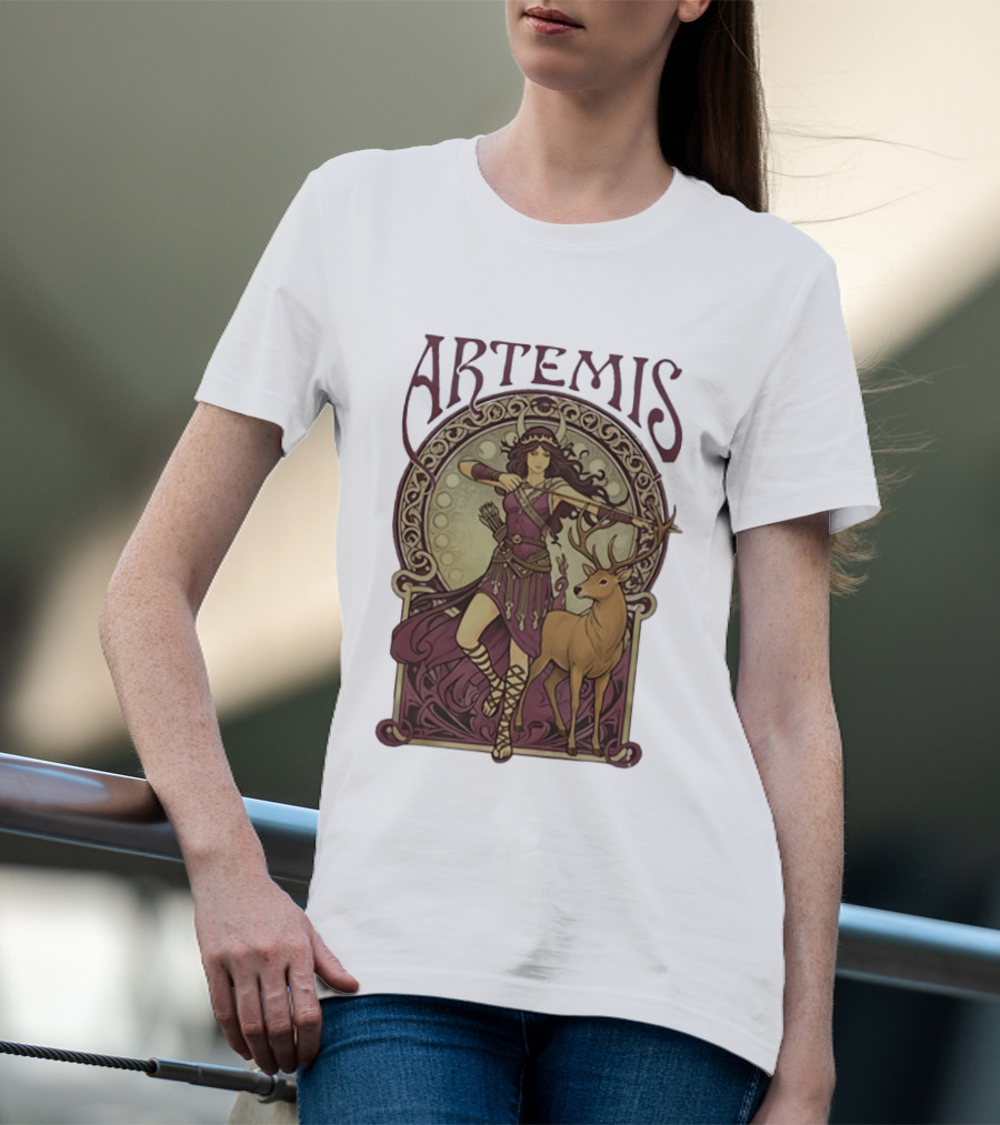 Artemis Greek Goddess Archer With Deer Mythology T-Shirt