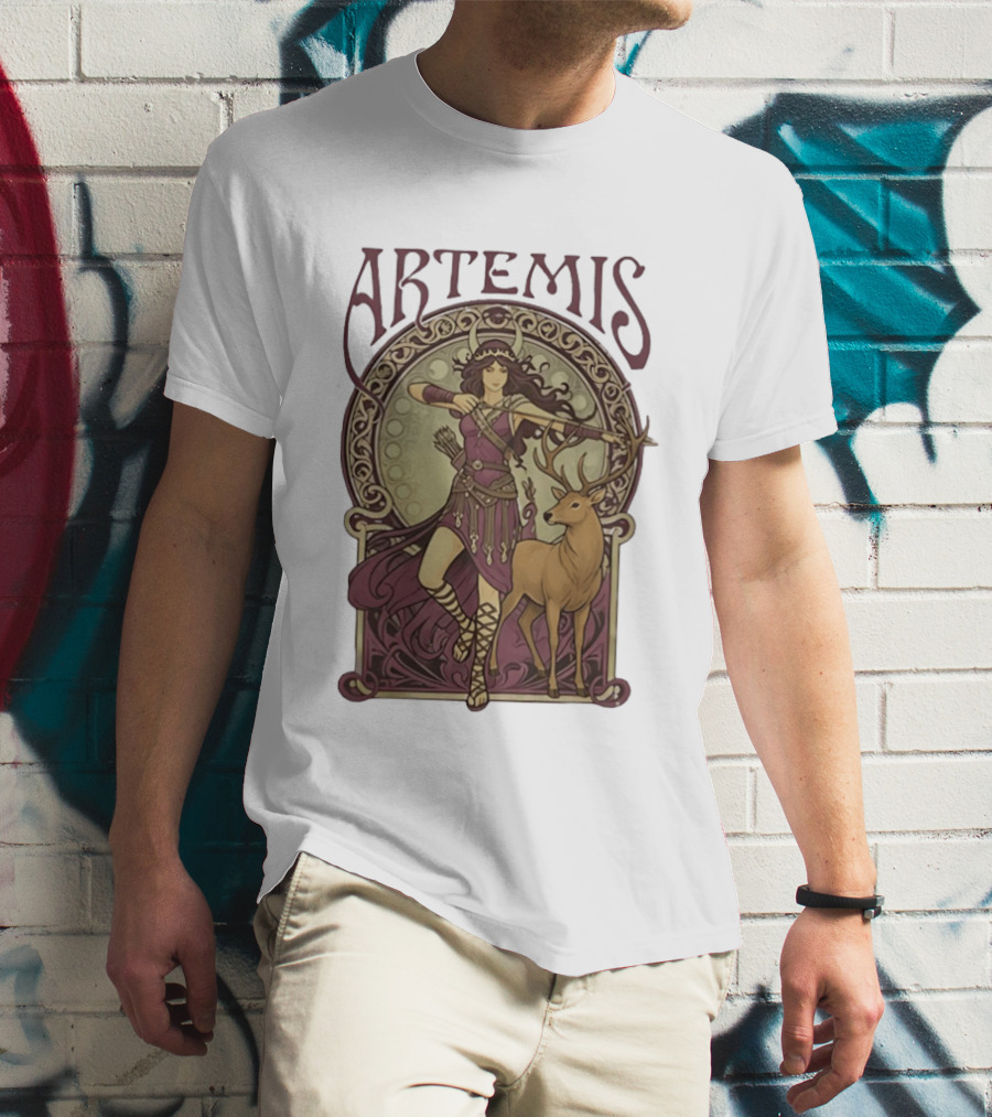 Artemis Greek Goddess Archer With Deer Mythology T-Shirt