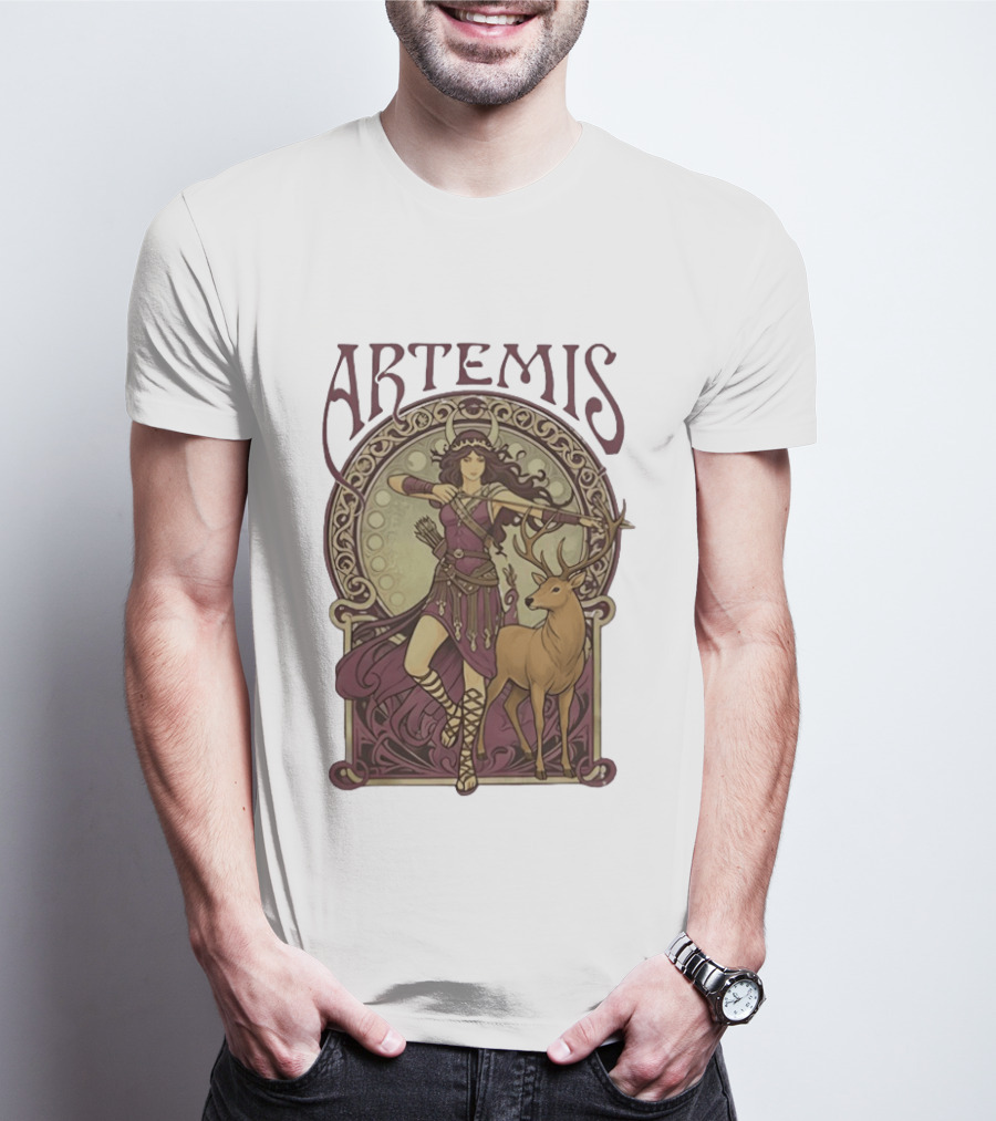 Artemis Greek Goddess Archer With Deer Mythology T-Shirt