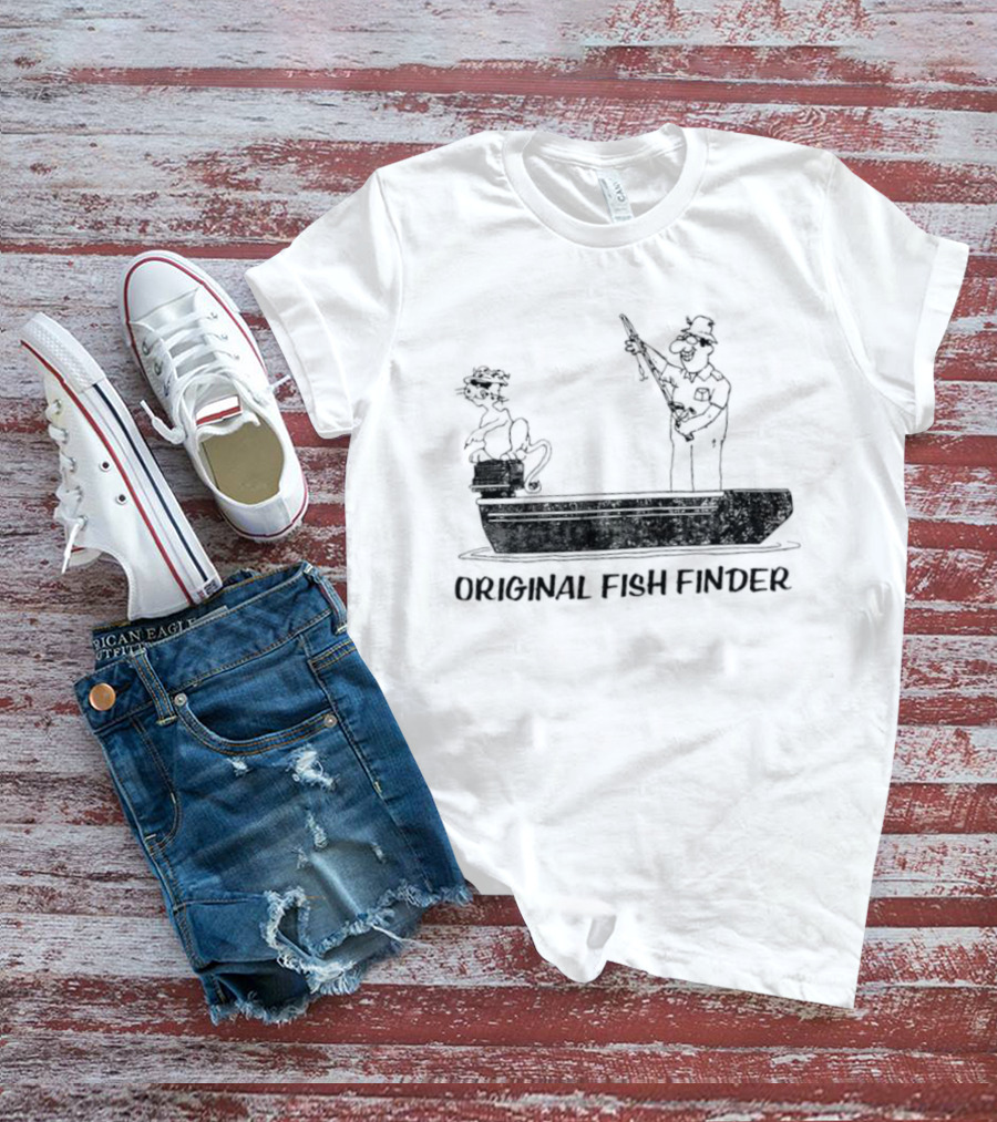 Original Fish Finder Fishing Fisherman Boat Scene T-Shirt