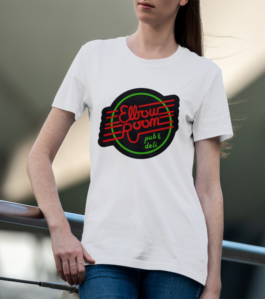 Elbow Room Pub And Deli Neon Sign Red And Green Circle T-Shirt