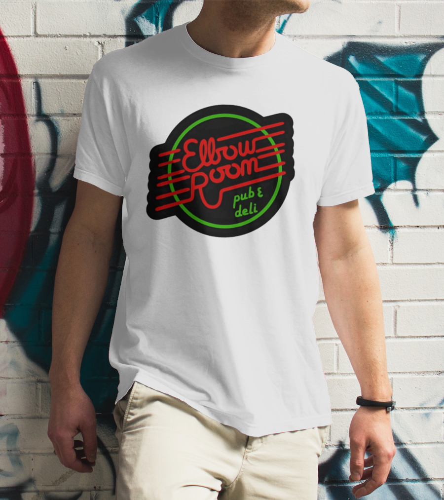 Elbow Room Pub And Deli Neon Sign Red And Green Circle T-Shirt